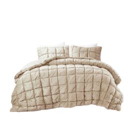 Beige Velvety Soft Down Alternative Comforter Set (size: King)