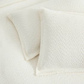 3-Piece Off White Boucle Duvet Cover Set (size: King)