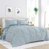 3-Piece Blue and White Reversible Floral Striped Comforter Set