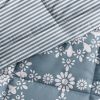 3-Piece Blue and White Reversible Floral Striped Comforter Set