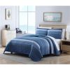 Coastal Blue Stripe Reversible Cotton Quilt Set