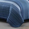 Coastal Blue Stripe Reversible Cotton Quilt Set
