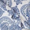Soft Microfiber Reversible Blue/White Baroque Floral Design Quilt Set