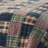 Farmhouse Red Navy Plaid 100-Percent Cotton Reversible Quilt Set