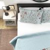 Farmhouse Blue Teal Floral Vines Cotton Reversible Quilt Set