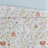 Farmhouse Blue Teal Floral Vines Cotton Reversible Quilt Set