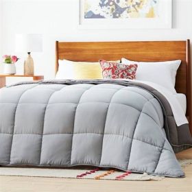 All Seasons Plush Reversible Polyester Down Alternative Comforter (Color: Light/Dark Grey, size: King)