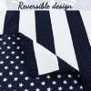 Reversible Navy White Stars Stripes 100-Percent Cotton Quilt Set