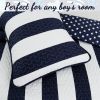 Reversible Navy White Stars Stripes 100-Percent Cotton Quilt Set