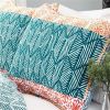 Cotton 3 Piece Reversible Teal Orange Bohemian Stripe Quilt Set