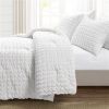 Microfiber Crinkled Texture Comforter Set White