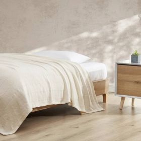 Cream Bone Lightweight 100-Percent Cotton Blanket - Machine Washable (size: King)