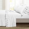 6-Piece White Microfiber Sheet Set with Ruffled Edges