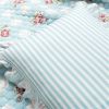 Vintage Rose Ruffle Edge Light Quilt Set in Blue White and Pink