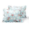 Vintage Rose Ruffle Edge Light Quilt Set in Blue White and Pink