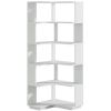 Multifunctional 6 Shelf Corner L-Shaped Bookcase Wood Finish