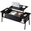 Modern Lift-Top Coffee Table Laptop Desk with Storage Shelf Wood Finish