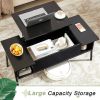 Modern Lift-Top Coffee Table Laptop Desk with Storage Shelf Wood Finish