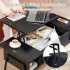 Modern Lift-Top Coffee Table Laptop Desk with Storage Shelf Wood Finish