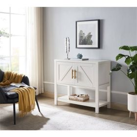 Modern 2 Drawer Wooden Storage Console Table (Color: White)