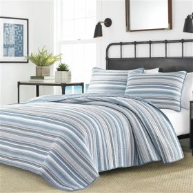 Nautical Anchor Blues 100-Percent Cotton Reversible Quilt Set (size: Full/Queen (3 Piece))