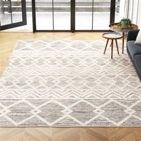 Hand Woven Wool Blend Grey Beige Ivory Persian Style Area Rug (size: 9-Ft. X 12-Ft.)