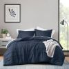 Microfiber Pleated Bohemian style Pre-Washed Comforter Set in Navy
