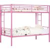Metal Twin over Twin Bunk Bed Frame with Two Side Ladders