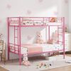Metal Twin over Twin Bunk Bed Frame with Two Side Ladders
