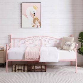 Twin size Victorian Metal Daybed Frame - 350 lbs. Weight Capacity (Color: Pink)