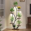 Modern Tall Indoor Plant Stand Display Shelf with Grow Lights
