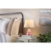Small Desk Light Table Lamp with White Fabric Shade for Bedside Nightstand