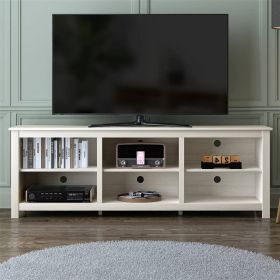 Farmhouse TV Stand - for TVs up to 70-inch (Color: White Wood)