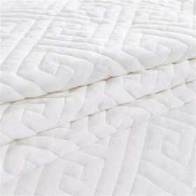 Velvet Microfiber Polyester Reversible 3-Piece Quilt Set (Color: Ivory White, size: Queen)