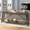 Heavy Duty 70-inch Industrial Wood Top Sofa Table with Metal Frame
