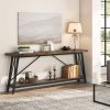 Heavy Duty 70-inch Industrial Wood Top Sofa Table with Metal Frame