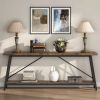 Heavy Duty 70-inch Industrial Wood Top Sofa Table with Metal Frame