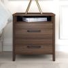 Modern 2-Drawer Bedside Table Nightstand with Open Shelf