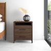 Modern 2-Drawer Bedside Table Nightstand with Open Shelf