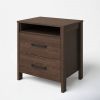 Modern 2-Drawer Bedside Table Nightstand with Open Shelf