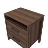Modern 2-Drawer Bedside Table Nightstand with Open Shelf