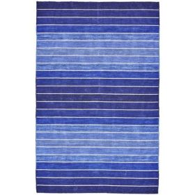 Striped Hand-Tufted Wool/Cotton Blue Area Rug (size: 8' X 11')