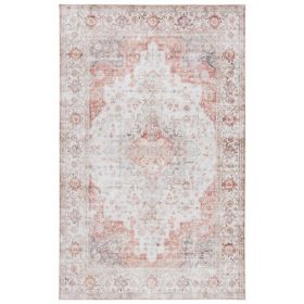 Traditional Persian Style Washable Boho Light Grey Red Area Rug (size: 3 Ft. X 5 Ft.)