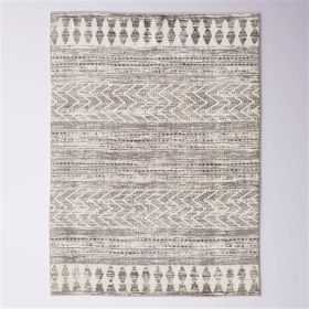 Grey Ivory Chevron Stripe Geometric Boho Style Area Rug (size: 8-Ft. X 10-Ft.)