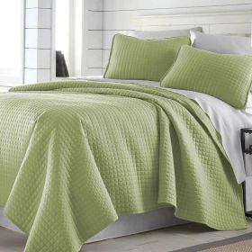 Lightweight Ultra Soft Microfiber Quilt Set (Color: Sage, size: King/Cal King (3 Piece))