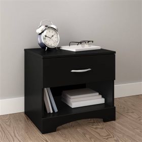 Modern 1 Drawer Nightstand End Side Table Storage (Color: Black)