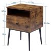 Set of 2 - Mid Century Modern Side Table Nightstand Wood Finish