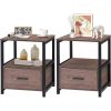 Set of 2 - Modern Wood Side End Table Nightstand with Storage Drawer