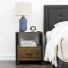Set of 2 - Modern Wood Side End Table Nightstand with Storage Drawer