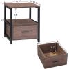Set of 2 - Modern Wood Side End Table Nightstand with Storage Drawer